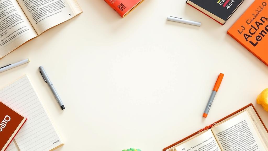Libros de texto de idiomas, diccionarios y cuadernos sobre una mesa