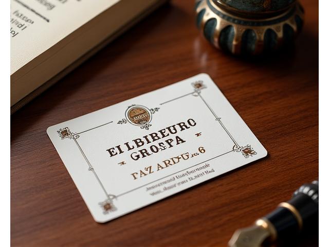 Una maqueta de una tarjeta de regalo de El Librero Errante con un diseño elegante de libros y plumas, lista para ser personalizada.
